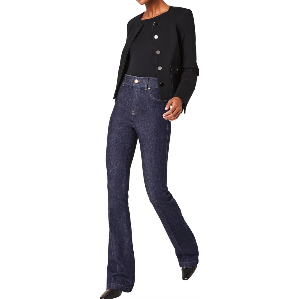 SPANX EveryWear Pull-On Flare Jean High Rise Dark wash Raw Indigo Stretch XL